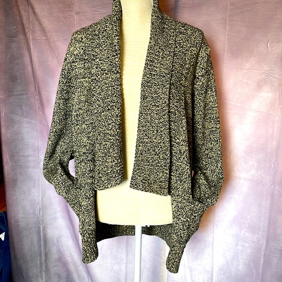 Chaps Sweaters - Chaps Cream And Black Cardigan with Pockets